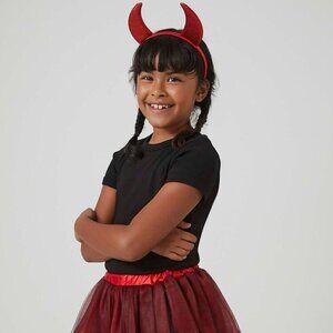 Cute & Colorful Girls Devil Skirt & Horns Kids Dress up Fashion Costume Set